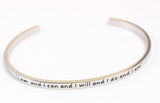 2017 New Stainless Steel Engraved Positive Inspirational Quote Hand Stamped Cuff Mantra Bracelet Bangle For Women Best Gifts