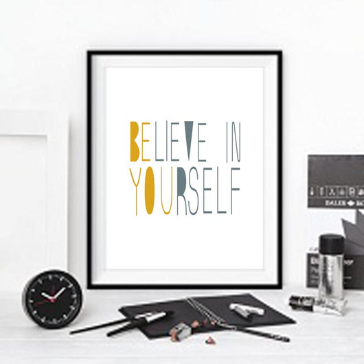 Lovely Inspiration Quote Believe in Yourself Canvas Art